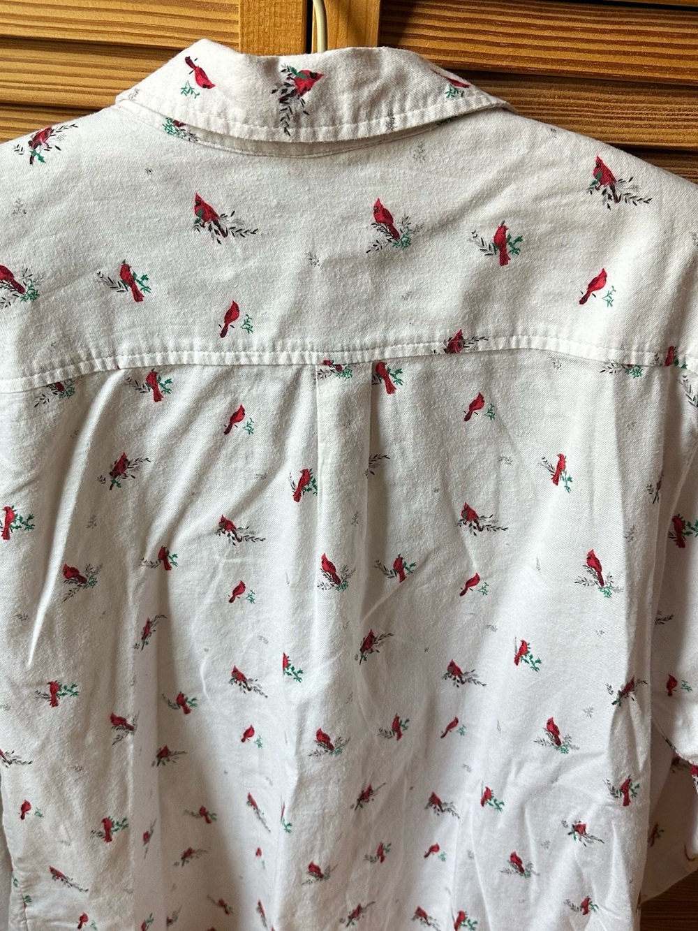 croft & barrow White Button-Down Shirt with Red Cardinal Print
